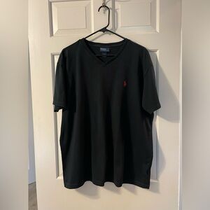 Men’s Polo V-Neck T-Shirt Tee Shirt Size Large Black